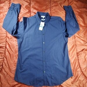 NWT Calvin Klein Mens Size XL Button Down Shirt Blue Check Non Iron Slim Fit NEW